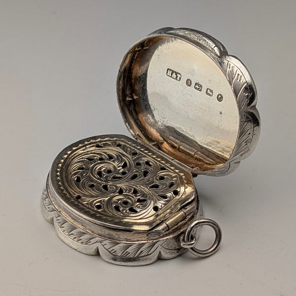 1881 British antique sterling silver vinaigrette 21g Hilliard & Thomason