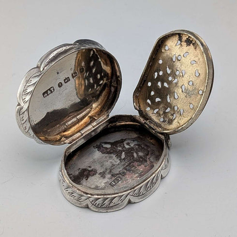 1881 British antique sterling silver vinaigrette 21g Hilliard & Thomason