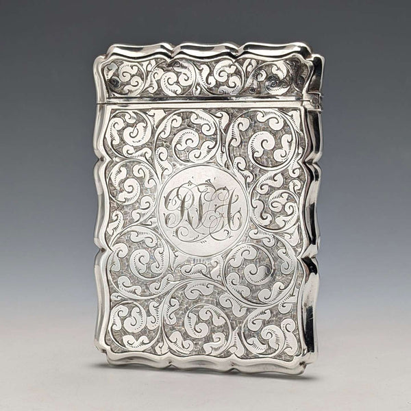 1895 British antique sterling silver card case 48g Colen Hewer Cheshire