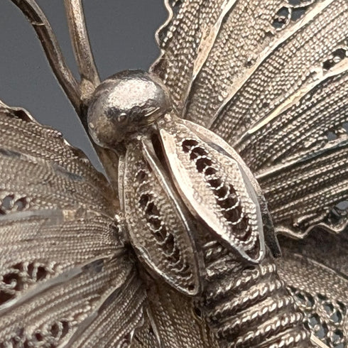 ヴィンテージ ポルトガル製 フィリグリー バタフライ シルバーブローチ