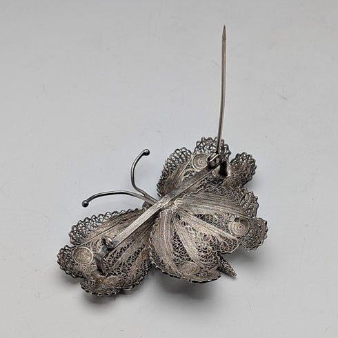 ヴィンテージ ポルトガル製 フィリグリー バタフライ シルバーブローチ