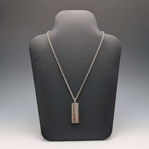 1977 British Sterling Silver Jubilee Ingot Pendant & Sterling Silver Chain, 40g, Troika Designs