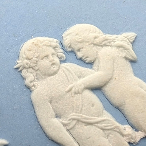 英国アンティーク ウェッジウッド ビスケットバレル ジャスパーウェア ペールブルー