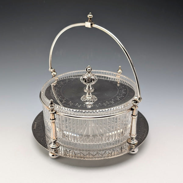 英國古董銀盤和雕花玻璃內黃油盤