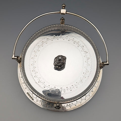 英國古董銀盤和雕花玻璃內黃油盤