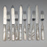 Circa 1881 British antique white mother-of-pearl handle dessert cutlery 5 pairs in wooden box LEE & WIGFULL