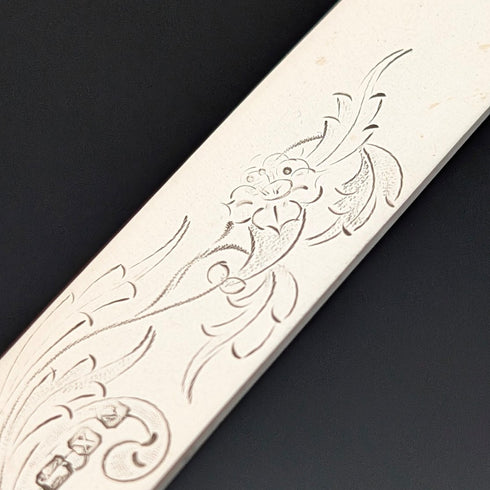 1865 British antique sterling silver blade and white mother of pearl handle dessert cutlery 6 pairs in wooden box Martin & Hall