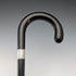 1927 British vintage black shaft, curved handle, pure silver decoration, walking stick, 88cm, J Howell & Co.
