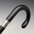 1927 British vintage black shaft, curved handle, pure silver decoration, walking stick, 88cm, J Howell & Co.