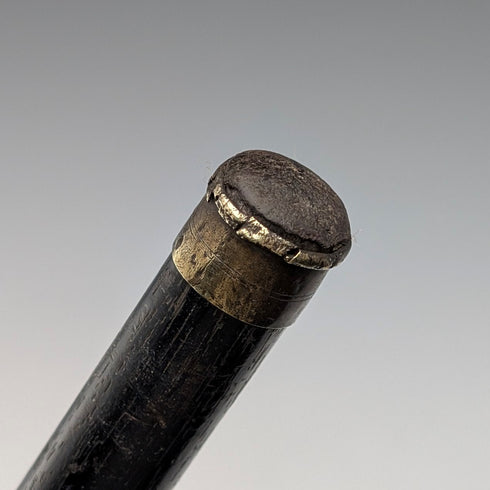 1906年 英国アンティーク 黒軸 純銀製 丸ハンドル ステッキ 杖 90cm W H Carrington