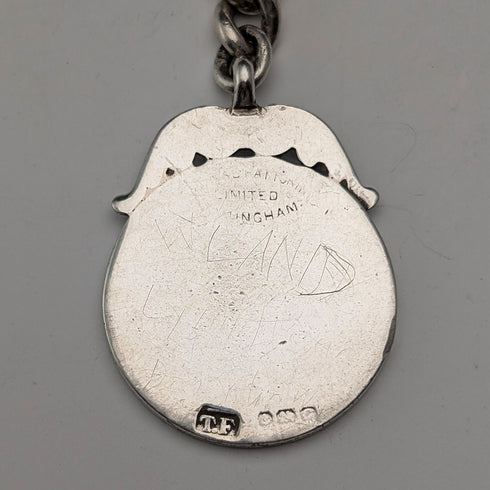 約 1900 年英國古董純銀阿爾伯特鏈,42 克,琺瑯裝飾,純銀獎章錶鍊