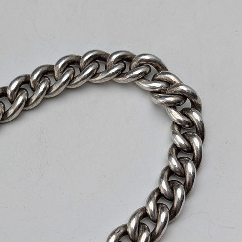 約 1900 年英國古董純銀阿爾伯特鏈,42 克,琺瑯裝飾,純銀獎章錶鍊