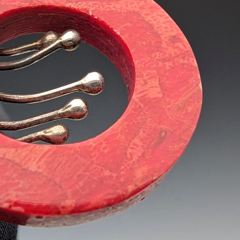 復古紅珊瑚和純銀吊墜,搭配純銀項鍊