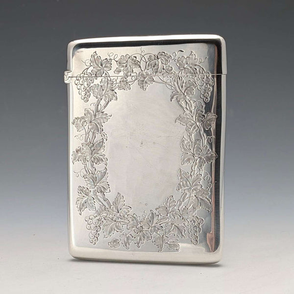 1883 British antique sterling silver card case 75g William Summers