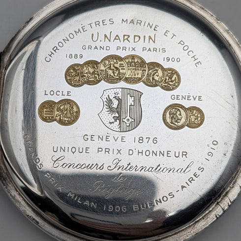 アンティーク ユリス・ナルダン 懐中時計 銀側ハンターケース 動作良好