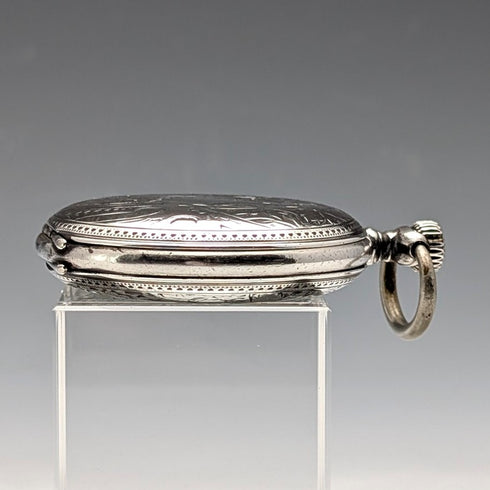 1904年頃 アンティーク ロンジン 懐中時計 アール・ヌーヴォー彫刻 銀側ハンターケース 動作良好