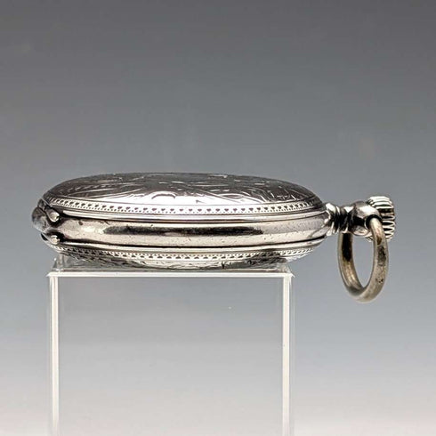 Antique Longines pocket watch, circa 1904, Art Nouveau engravings, silver side hunter case, in good working order