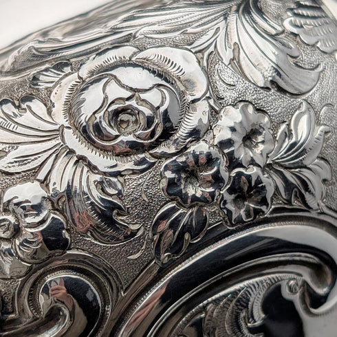 1891 British antique sterling silver large sugar bowl 395g Walter & John Barnard