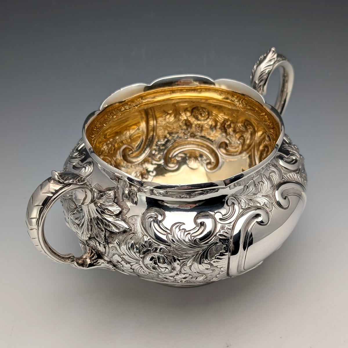 1891年 英国アンティーク 純銀製 大型シュガーボウル 395g