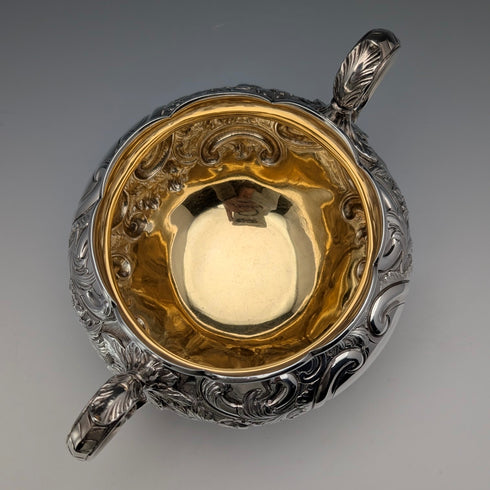 1891 British antique sterling silver large sugar bowl 395g Walter & John Barnard