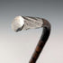 1906 British Antique Walking Stick, 92cm, Brown Handle, L-Handle, Sterling Silver Decoration, by Thomas Davis