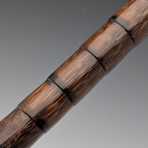 1906年 英国アンティーク 茶軸 L字ハンドル 純銀装飾 ステッキ 杖 92cm Thomas Davis