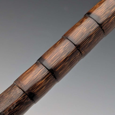 1906 British Antique Walking Stick, 92cm, Brown Handle, L-Handle, Sterling Silver Decoration, by Thomas Davis