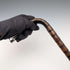 1906 British Antique Walking Stick, 92cm, Brown Handle, L-Handle, Sterling Silver Decoration, by Thomas Davis