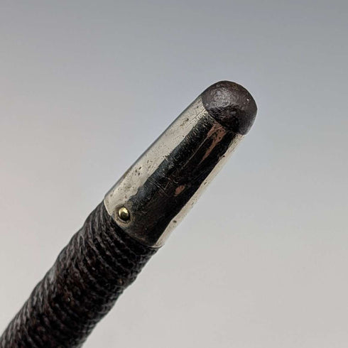 Antique British bone fist-shaped round handle walking stick, 85cm