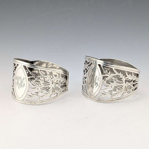 1912年 英国アンティーク 純銀製 D型ナプキンリング ペア 56g Fenton Brothers