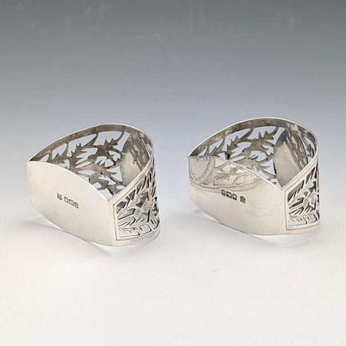 1912年 英国アンティーク 純銀製 D型ナプキンリング ペア 56g Fenton Brothers
