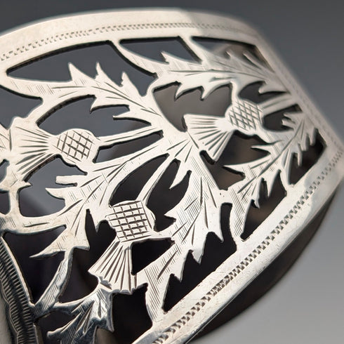 1912 British antique sterling silver D-shaped napkin rings, pair, 56g, Fenton Brothers