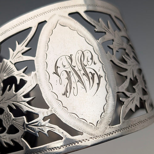 1912 British antique sterling silver D-shaped napkin rings, pair, 56g, Fenton Brothers