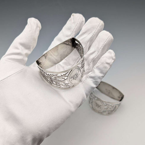 1912年 英国アンティーク 純銀製 D型ナプキンリング ペア 56g Fenton Brothers
