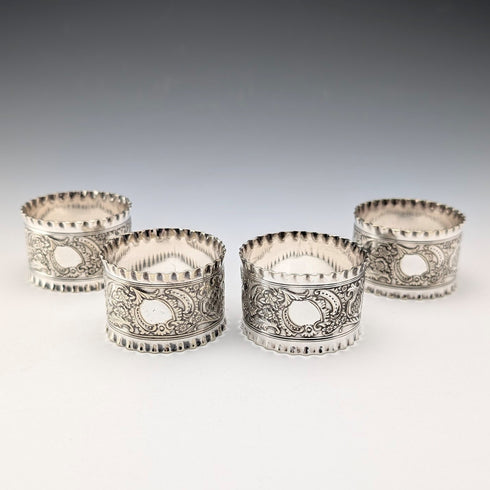 Vintage British silver plate napkin rings, set of 4