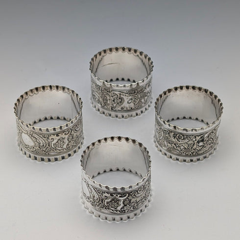 Vintage British silver plate napkin rings, set of 4