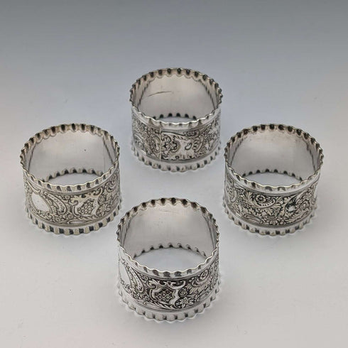 Vintage British silver plate napkin rings, set of 4
