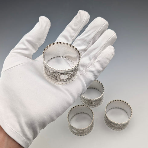 Vintage British silver plate napkin rings, set of 4