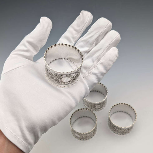 Vintage British silver plate napkin rings, set of 4