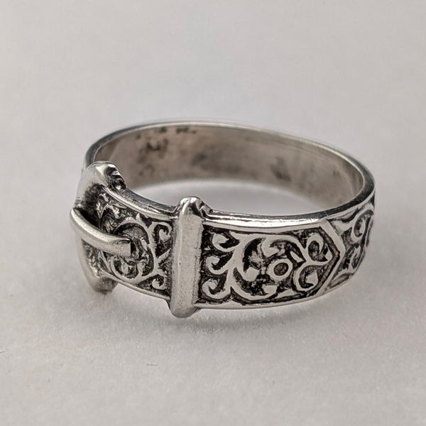 British vintage Victorian design sterling silver ring (size 8-9)