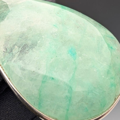 復古綠色天河石和純銀吊墜,搭配純銀項鍊