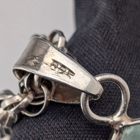 復古綠色天河石和純銀吊墜,搭配純銀項鍊