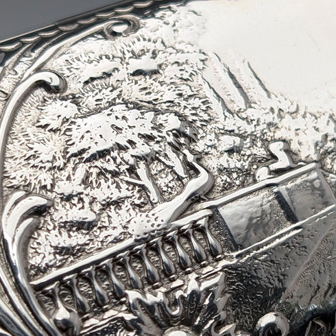 1899年 英国アンティーク 純銀製 シガレットケース 細密浮彫装飾 102g Henry Matthews