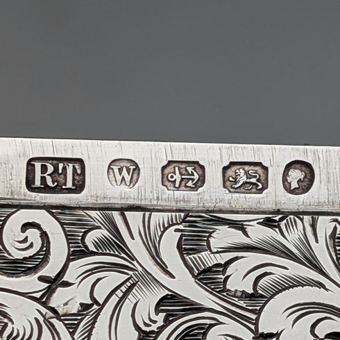 1871 年英國古董純銀卡片盒,67 克,盒裝,狀況良好,羅伯特桑頓