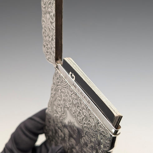 1871 年英國古董純銀卡片盒,67 克,盒裝,狀況良好,羅伯特桑頓