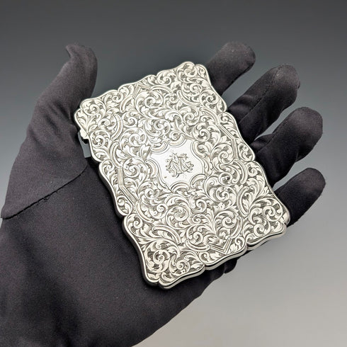 1871 年英國古董純銀卡片盒,67 克,盒裝,狀況良好,羅伯特桑頓