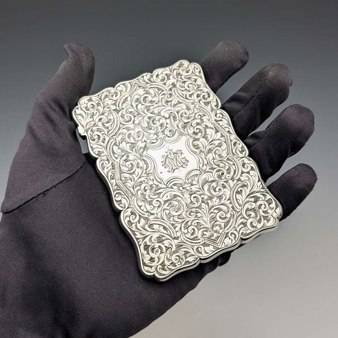 1871年 英国アンティーク 純銀製 カードケース 67g ボックス入り極美品 Robert Thornton