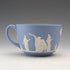 Vintage British Wedgwood Jasperware cup and saucer in pale blue