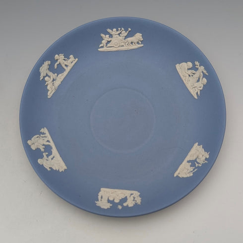 Vintage British Wedgwood Jasperware cup and saucer in pale blue