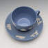 Vintage British Wedgwood Jasperware cup and saucer in pale blue